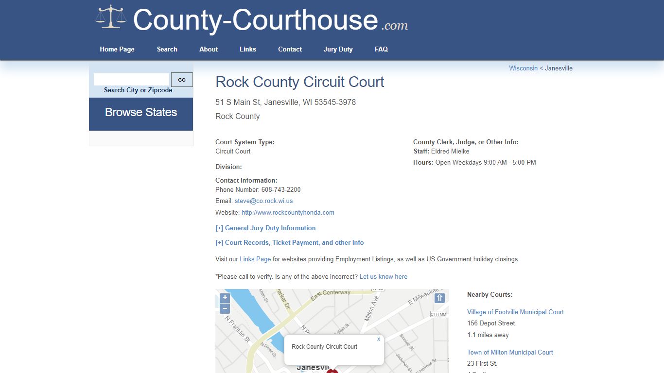 Rock County Circuit Court in Janesville, WI - Court Information